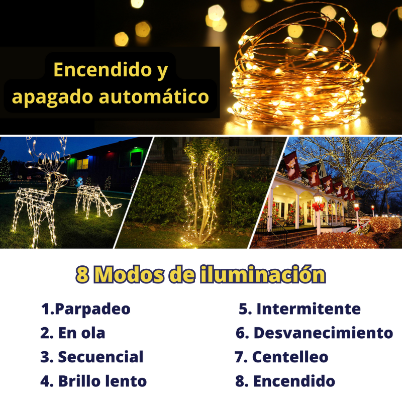 Luces navideñas Led de Energía Solar.