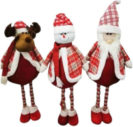 Set 3 Muñecos Navideños Patas Largas Ajustables 30 a 55cm