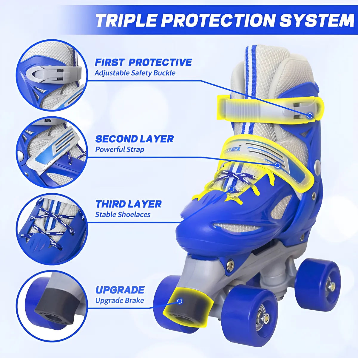 Patines Rollers 4 Ruedas azul Para Niños.