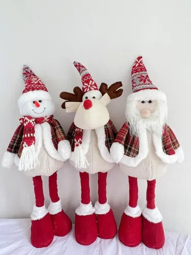 Set 3 Muñecos Navideños Patas Largas Ajustables 30 a 55cm