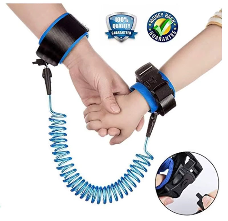 Arnés Correa Seguridad Niños Pulsera Anti-robo De Acero 2 M Color Azul