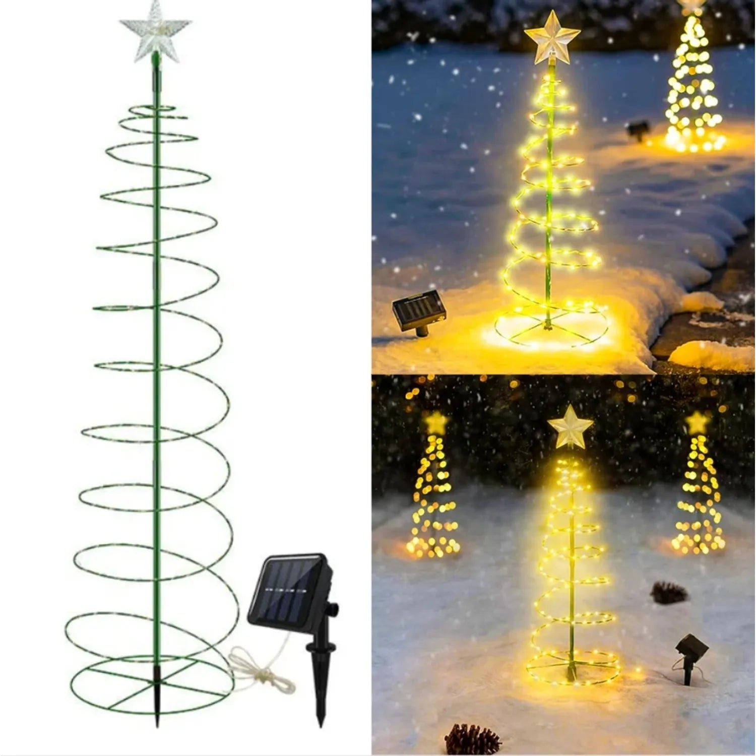 Estaca Solas En Forma De Árbol De Navidad En Luz Cálida.